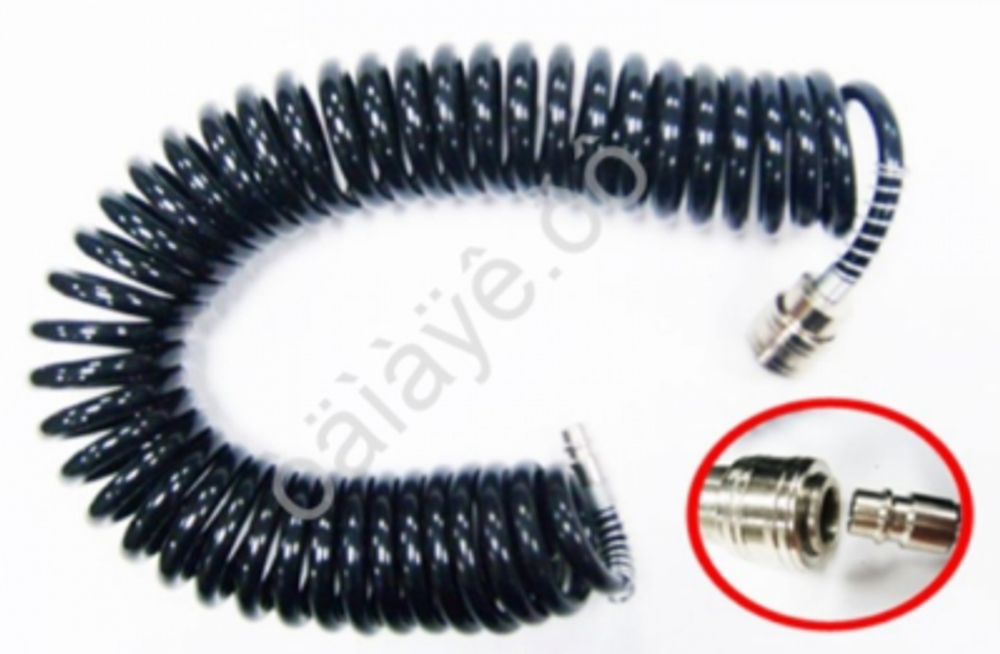 Шланг спиральный продува (PU)  7м, d-5,5-8мм с быстросъемом АТ-0034\АТ34534