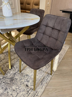 Круглый раздвижной стол "Золотой мрамор", и стулья "Бостон" коричневый
