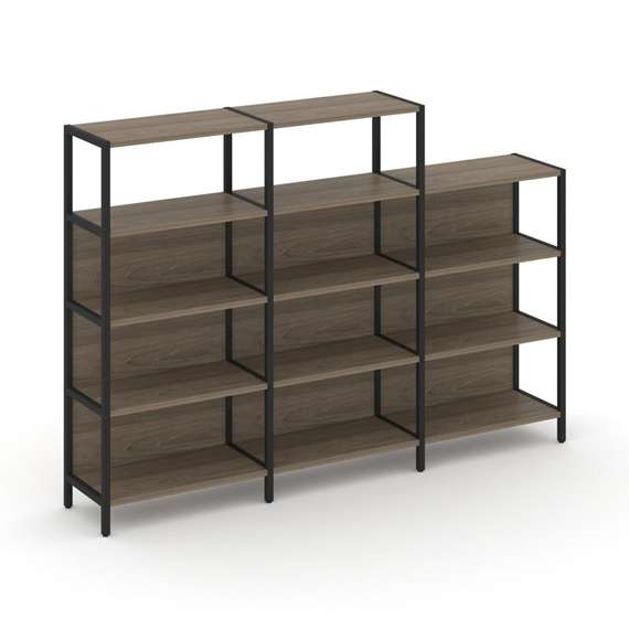Shelf System Трехсекционный стеллаж четырех/трехярусный SN.STM-432 Вяз Благородный/Металл Черный 237