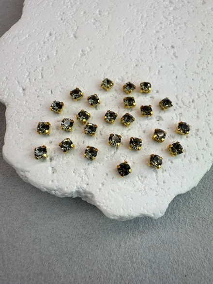 Шатоны 4 мм, Графит в золоте, 25 шт