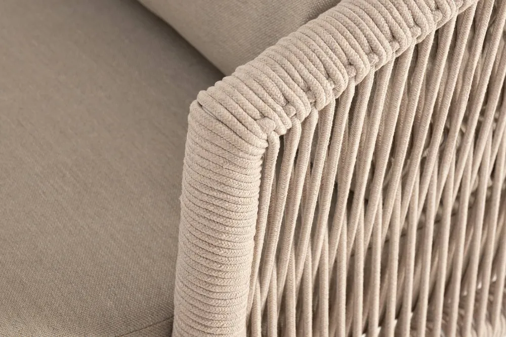 "Верона" лаунж-зона 5-местная плетеная из роупа (веревки), каркас алюминиевый белый, роуп бежевый