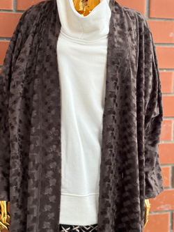 Кафтан -пальто с поясом без подкладки /дымка