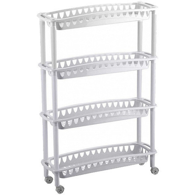 Этажерка узкая «ДЖУЛИЯ» 4 ПОЛКИ, светло-серый, 590Х180Х730 мм