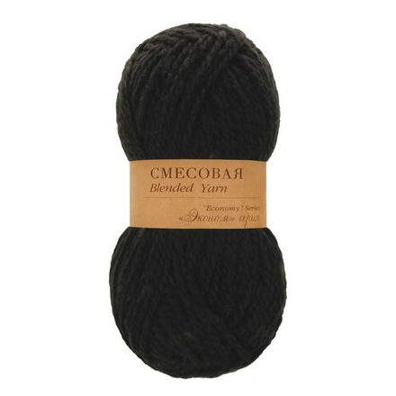 Смесовая пряжа Пехорка 30%шерсть 70%акрил 2х200г/200м 02 чёрный