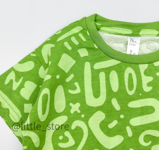 Футболка хлопковая, Темно-зеленый с принтом