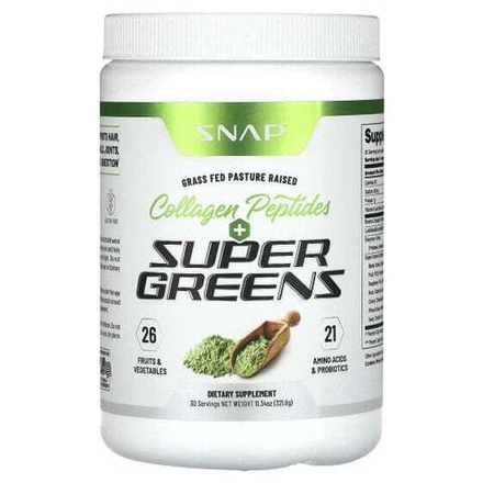 Суперфуды Snap Supplements, Коллагеновые пептиды и зелень, 321,6 г (11,34 унции)