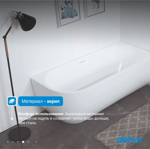 Акриловая ванна ABBER AB9315 R белая