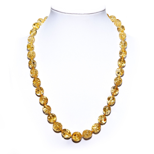 Бусы из янтаря натуральные, длина 52 см, бусины от 9 до 12 мм