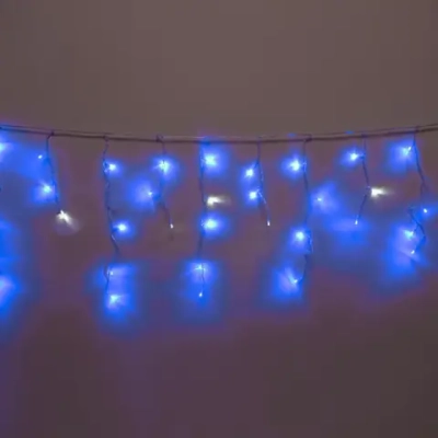 Гирлянда для дома БАХРОМА «Мерцание» ш1,5м* в30/50см 48 ламп LED, прозрачн.провод, авторежим, IP-20, Синий/Белый мерцает