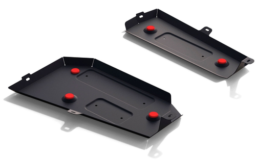 Защита топливного бака АвтоБроня для Haval H2 (V - 1.5T) МКПП 4WD 2014-2020, штампованная, сталь 1.8 мм, 2 части, с крепежом, 111.09402.1