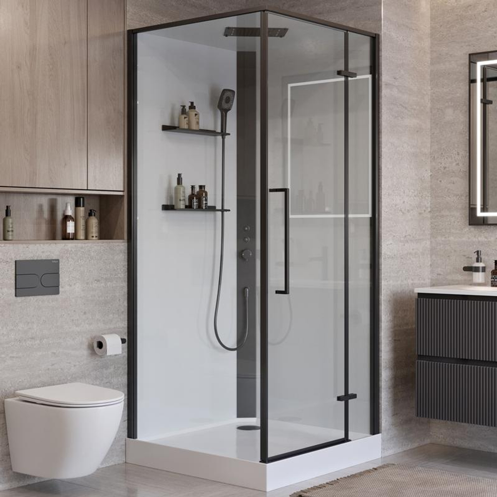 Душевая кабина BelBagno UNO-CAB-A-1-90-C-NERO-Bi-TOP-R правосторонняя