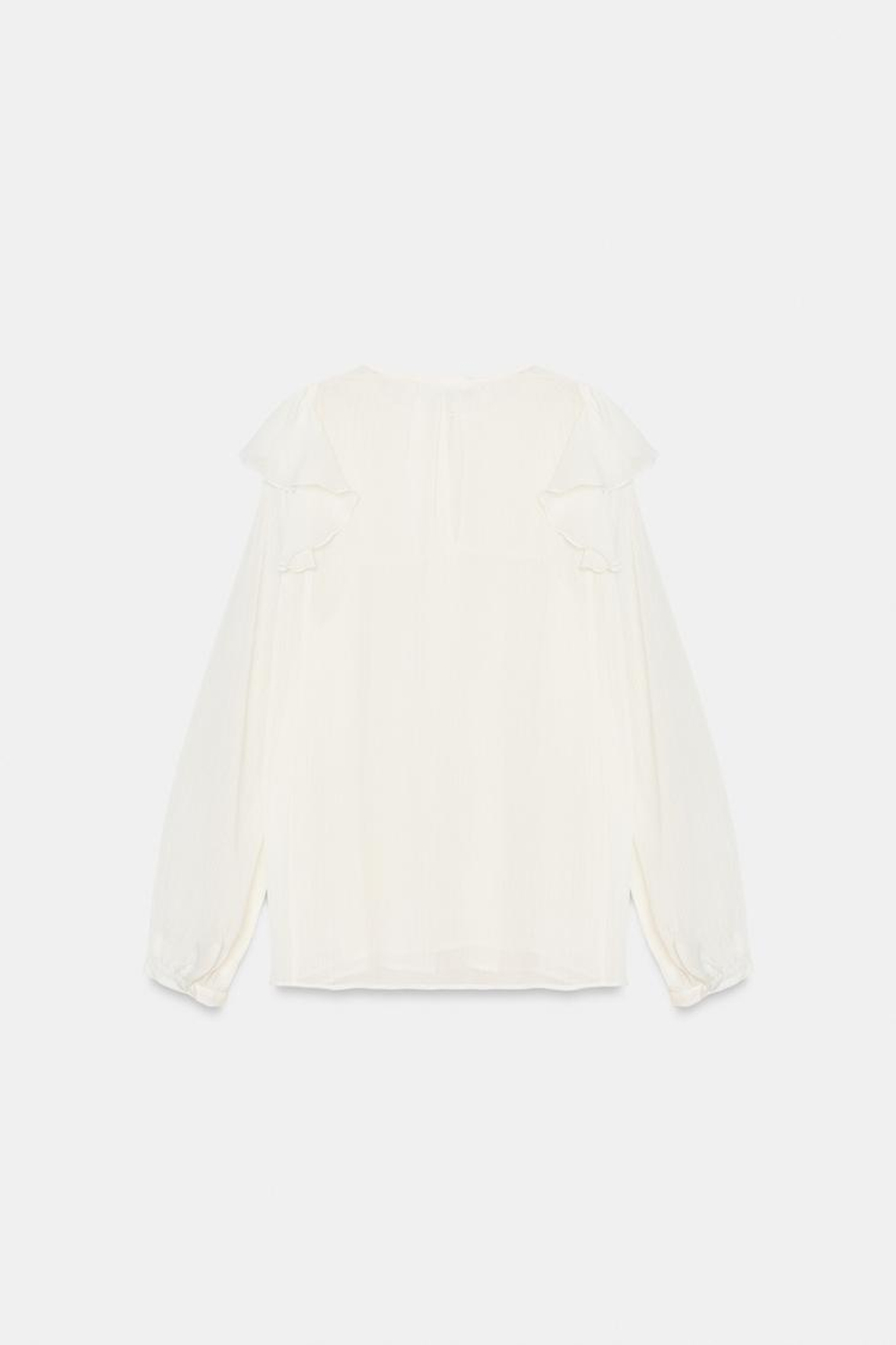ZARA БЛУЗА СО СКЛАДКАМИ И ВОЛАНАМИ, ЭКРЮ