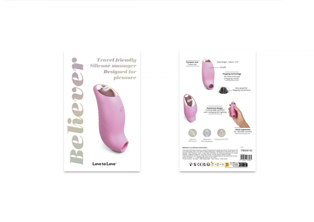 Розовый вакуум-волновой стимулятор Believer (Цвет: розовый)