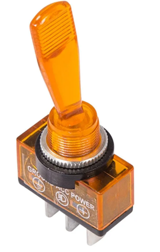 Клавиша-тумблер 12V 20А (3c) ON-OFF однополюсный, желтая подсв REXANT 364372