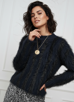 Свитер осенний теплый пушистый укороченный вязаный