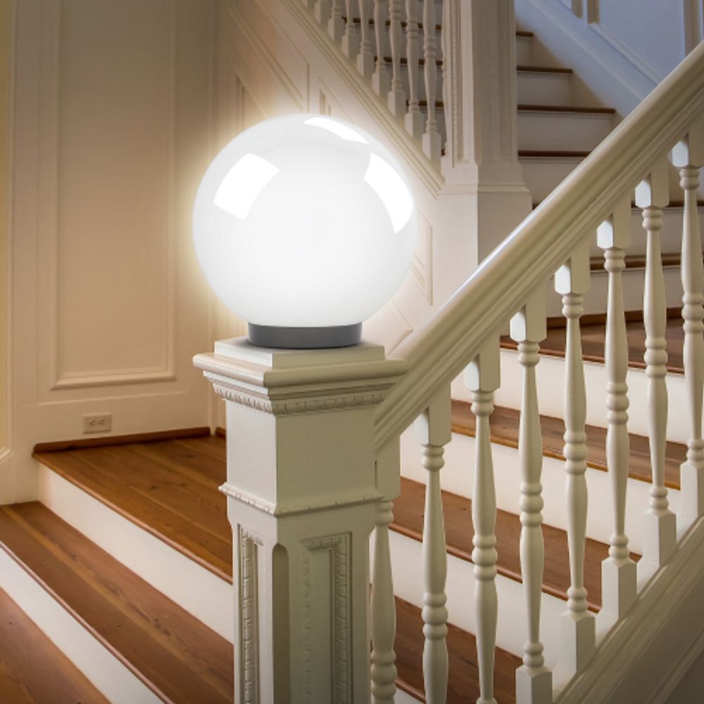 Садово-парковый светильник ЭРА НТУ 02-100-301 шар опаловый призма на опору / кронштейн IP44 Е27 max100Вт d300mm | Садово-парковые светильники