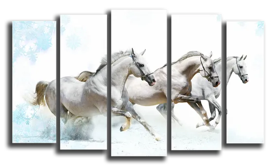 Модульная картина "Три белых коня"