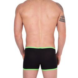 Мужские трусы боксеры черные с белой вставкой и зеленой резинкой Cosmos Colors PC30_GWB