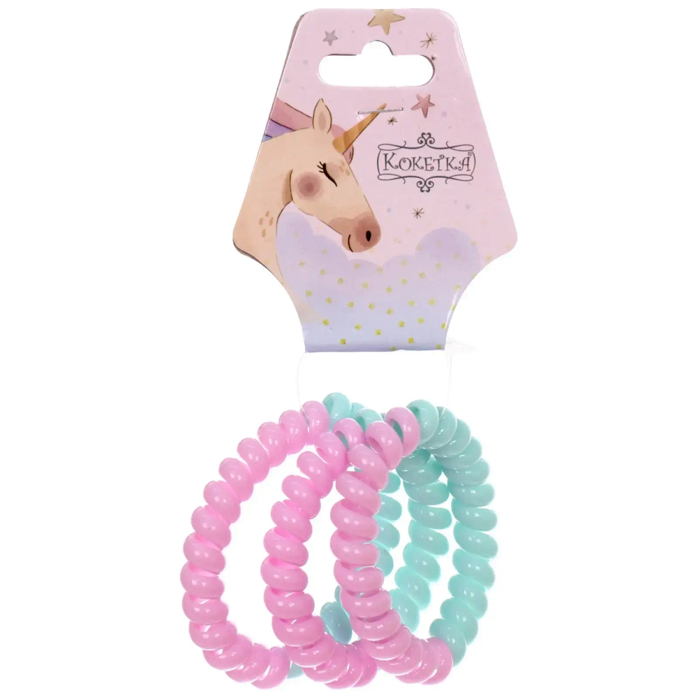 Резинки для волос силиконовые 3шт «ЕЖЕВИКА», цвет голубой/розовый, d-5,5см (Подвес Единорог)
