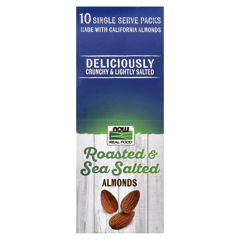 NOW Foods, Миндаль, обжаренный с морской солью, 10 пакетиков по 35 г (1,25 унции)