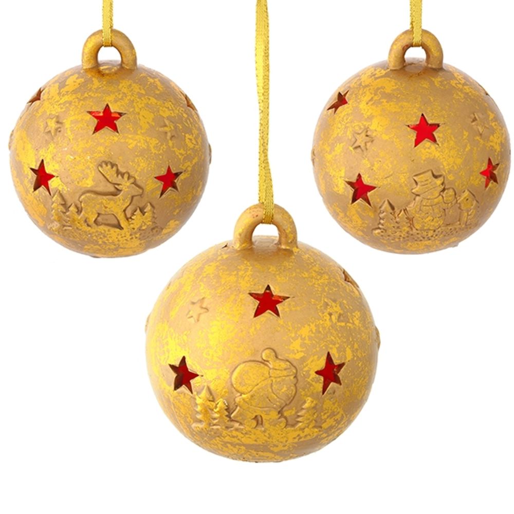 GAEM Украшение новогоднее Шар "Сияние звезд" с подсветкой, D 9 см, L9 W9 H10 см, 3в.