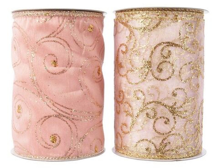 445332 Лента для декора розовая (рул.270см)