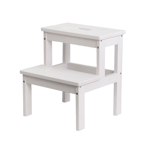 Табурет деревянный Беквэм из массива сосны, степ-стул переносной с ручкой, белый