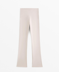 OYSHO Расклешенные брюки Comfortlux с высокой талией, светло-бежевый