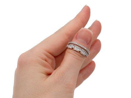 Кольцо двойное "Дорожка" со стразами и кристаллами (уценка)