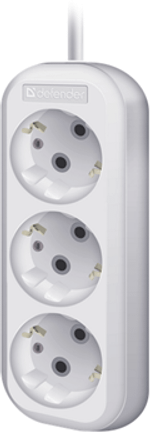 Удлинитель с заземлением Defender R330 16 А, 7 м, 3 розетки, белый