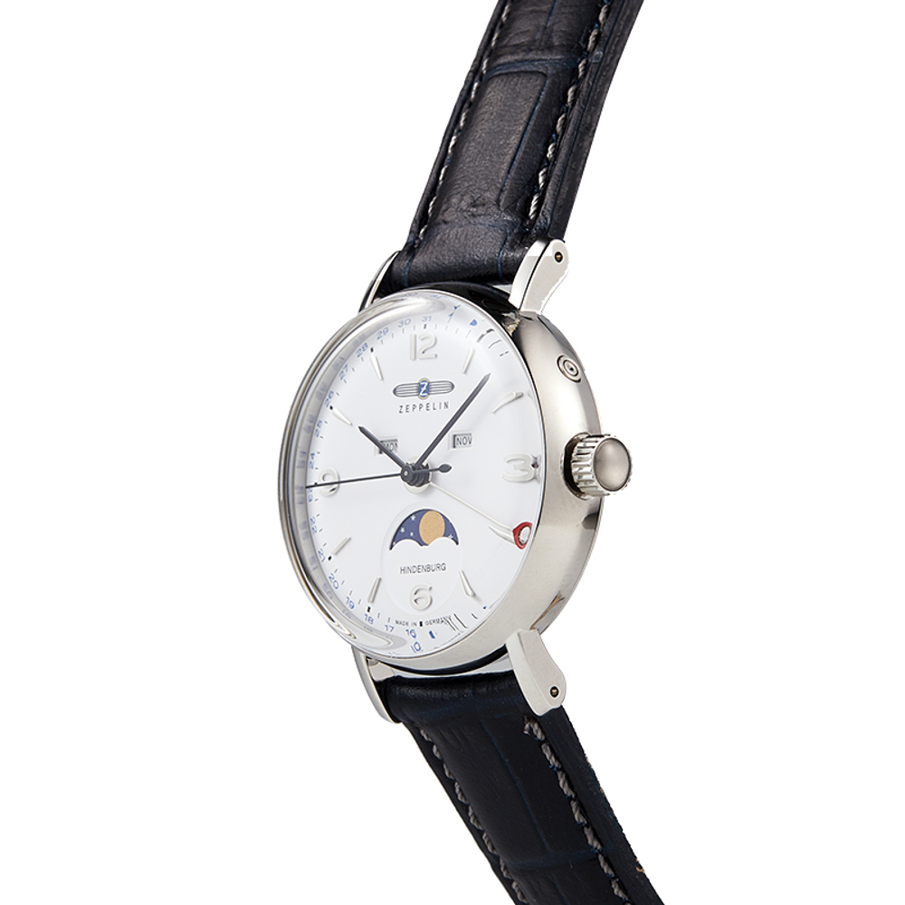 ZEPPELIN Hindenburg Collection Quartz Movement Women"s Watch 36mm White Dial Stainless Steel Case