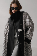 Плащ МАКСИ двухсторонний (черный/клетка)