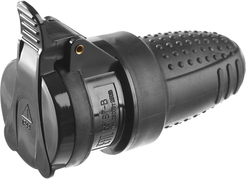 55187-B Розетка IP44, 220B, 16А, черная