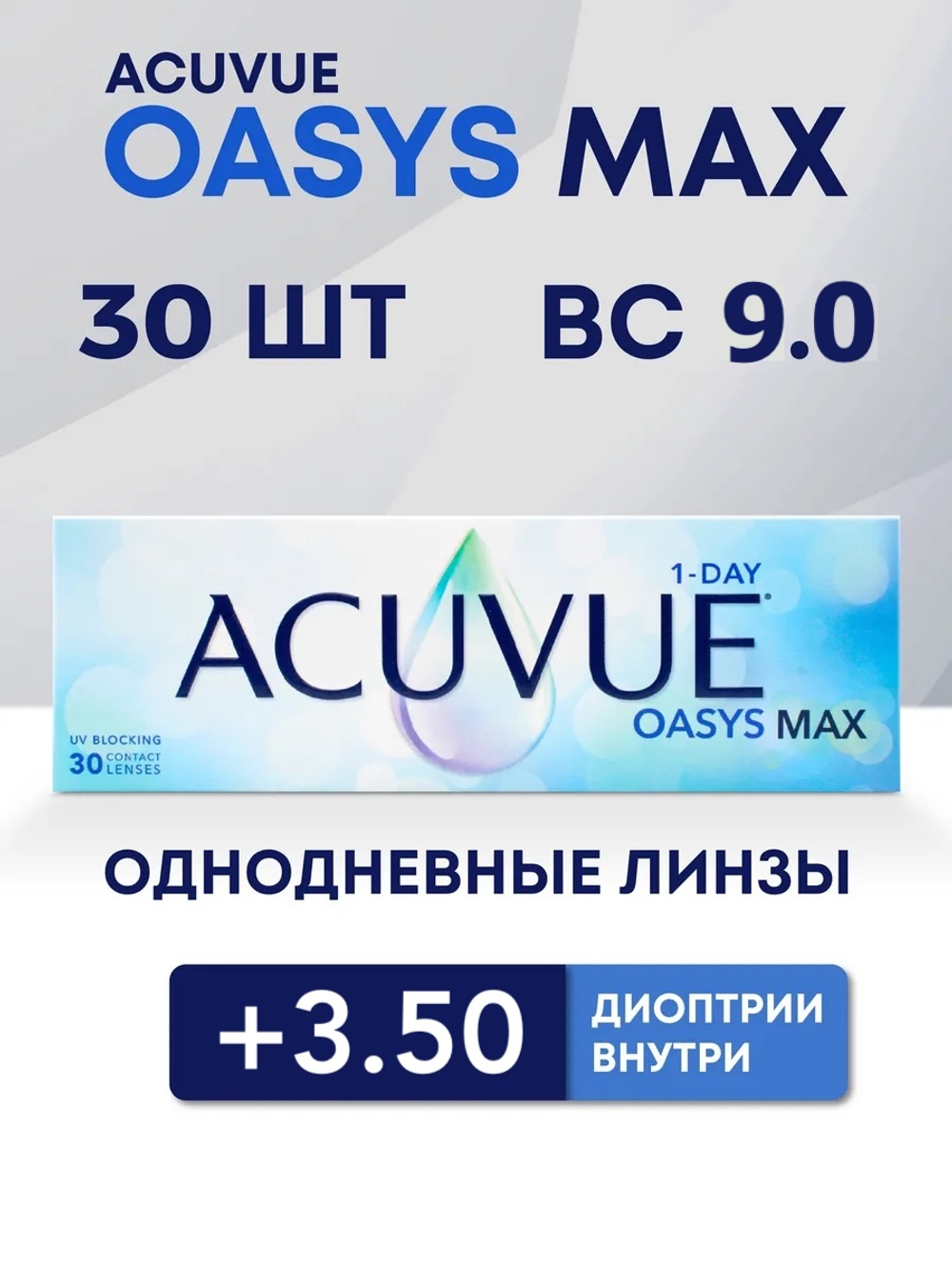 Однодневные контактные линзы Acuvue Oasys MAX 1-Day (уп. 30 линз)