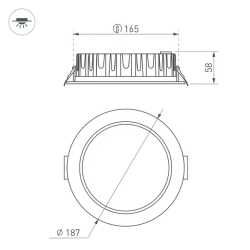 Светильник MS-MIST-BUILT-R187-21W Warm3000 (WH, 110 deg, 230V) (Arlight, IP54 Металл, 5 лет) 041612