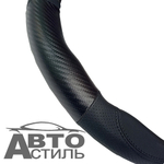 Оплетка на руль круглая Coolpart MAXIMAL (37*38) к/з черный/черный A  K20BL-BL