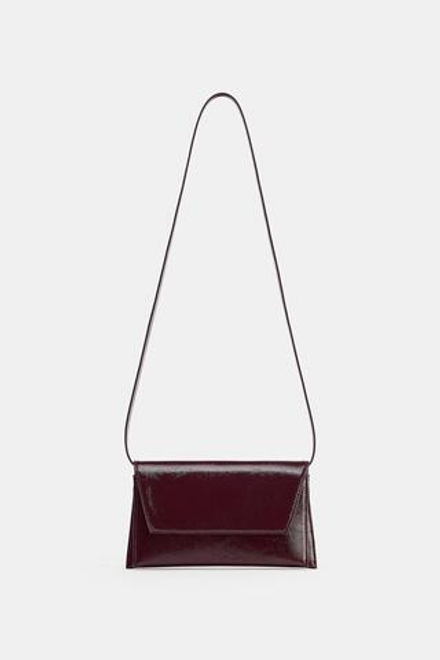 ZARA СУМКА ИЗ ЛАКИРОВАННОЙ ИСКУССТВЕННОЙ КОЖИ, БОРДОВО-КРАСНЫЙ