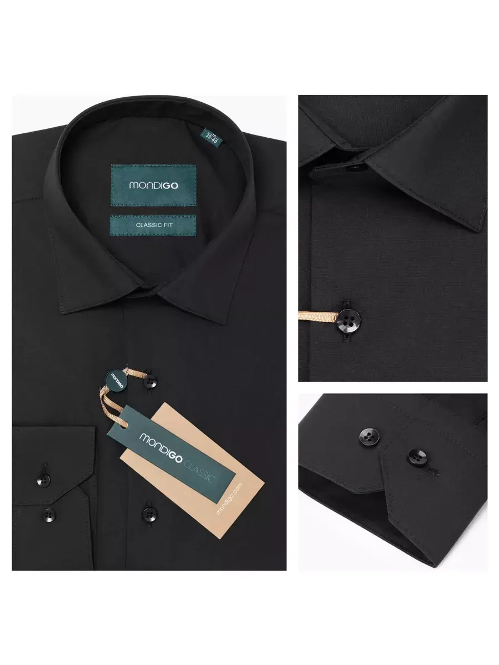 Рубашка классическая CLASSIC FIT с длинным рукавом, черная