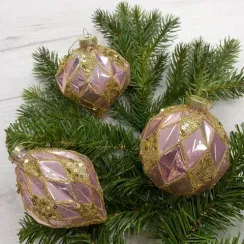 Набор стеклянных украшений Миледи 80 мм., 12 шт., розовый , Christmas DeLuxe (86804)