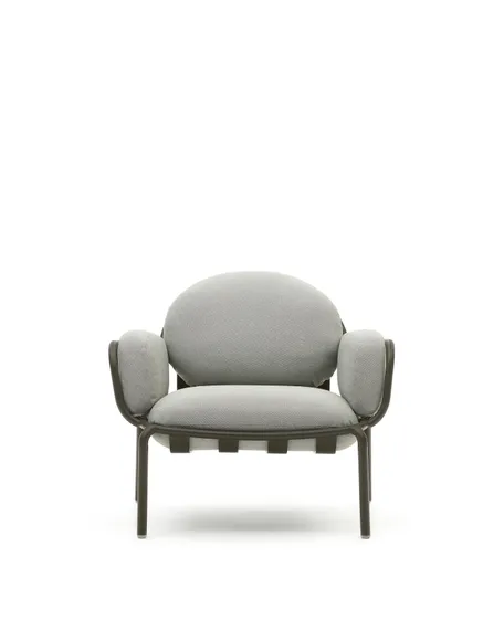 Садовое кресло Joncols серое с зеленой алюминиевой отделкой