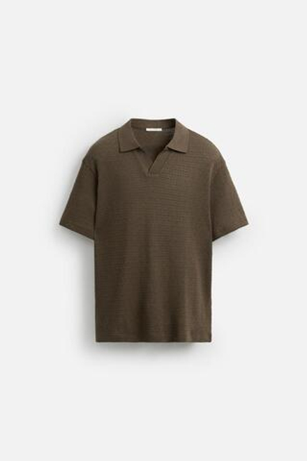 ZARA ПОЛО С ГЕОМЕТРИЧЕСКИМ УЗОРОМ, КОРИЧНЕВЫЙ