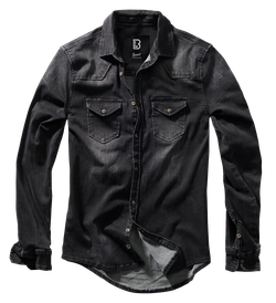 Brandit RILEY DENIM SHIRT LONG SLEEVE black