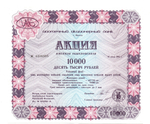 Комплект и 5 разных акций 1993 - 1994 года по 10000 рублей