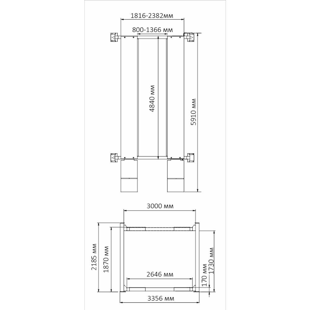 A445 (PEAK410) Подъемник четырехстоечный, 4,5 т. для слесарных работ (Серый)
