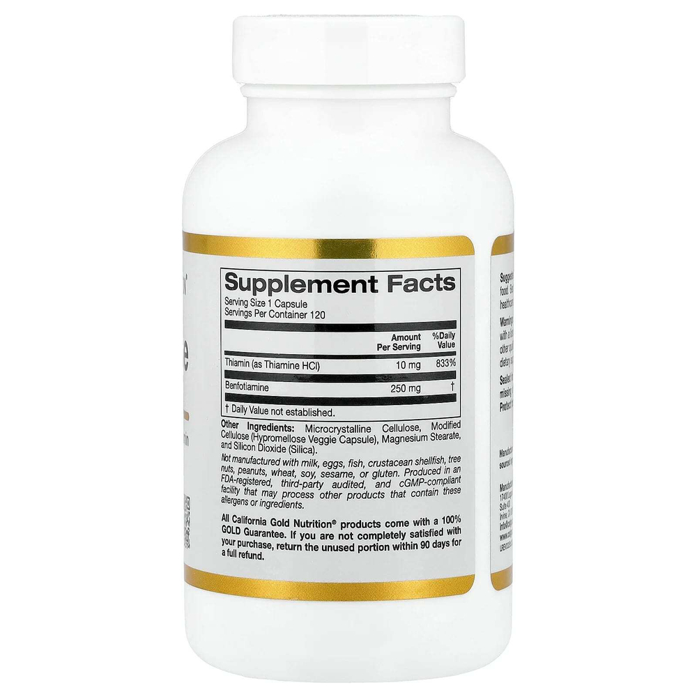 California Gold Nutrition, бенфотиамин и тиамин, 250 мг, 120 растительных капсул