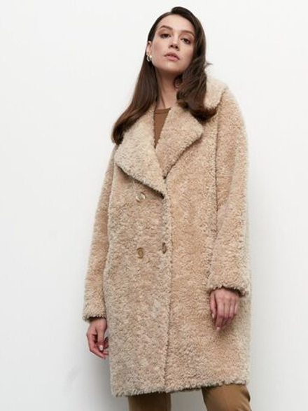 Шуба женская из овечьей шерсти чебурашка тедди, SilverFox (арт. S1188rm012bz)