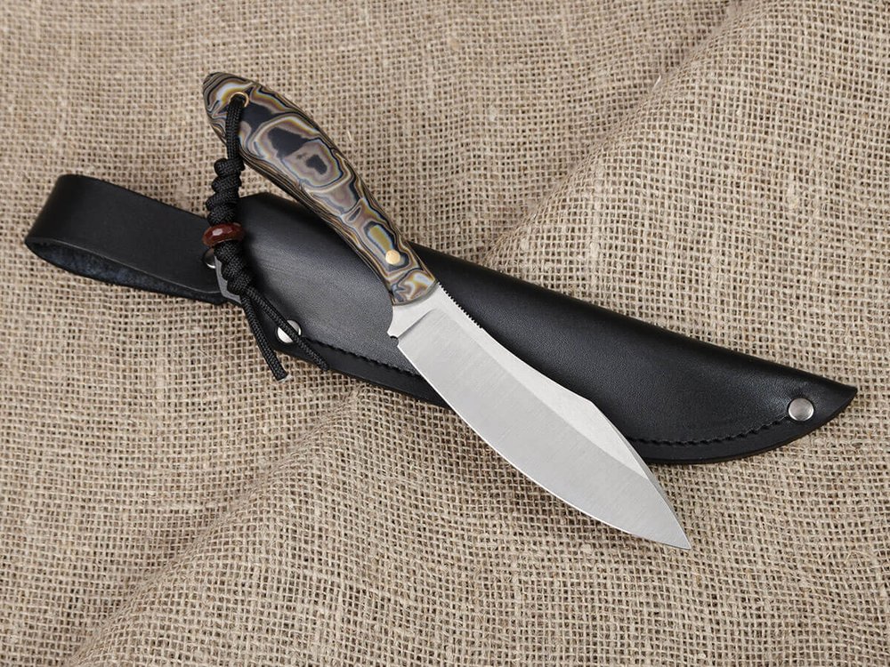 Нож для бушкрафта "Канадец XL", сталь VG-10/Elmax, рукоять микарта (камуфляж)