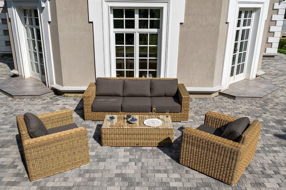 "Боно" лаунж-зона из искусственного ротанга, цвет соломенный