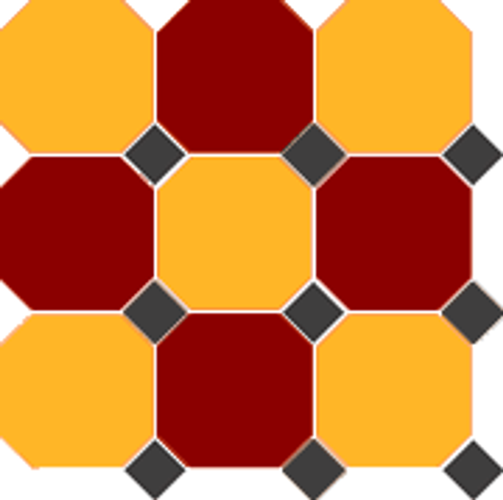 Гранит керамический 4421/20 OCT14-B Brick Red 20 Ochre Yellow 20 OCTAGON/Black 14 Dots 30x30 см