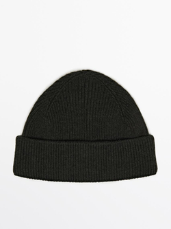 Massimo Dutti Шапка бини из 100% кашемира, темно-зеленый